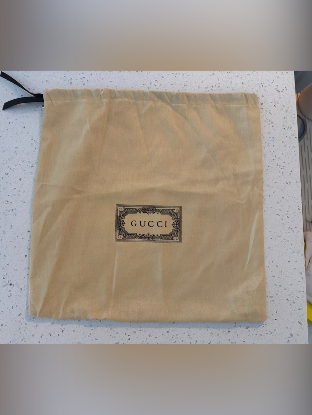 Gucci Tan Drawstring Logo Dust Bag